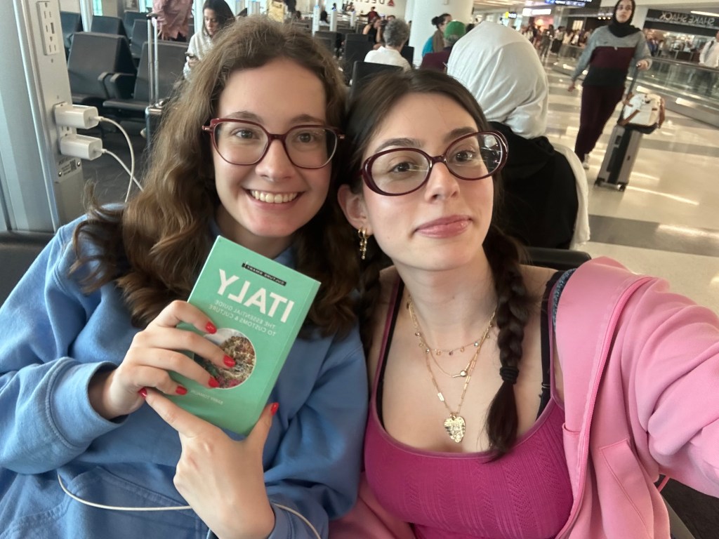 Rachel and Jessica at the gate